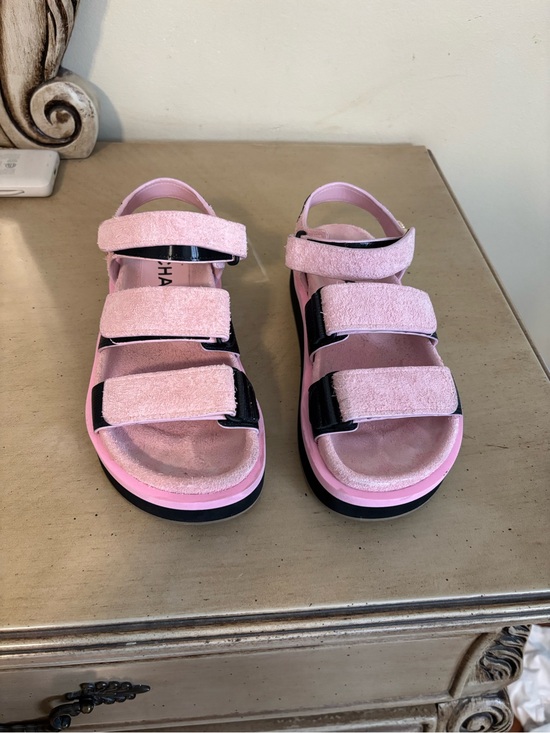 CHANEL Shoes - CHANEL Pink Suede Adjustable Strap sandal women
